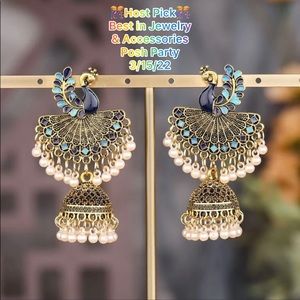 Drop Jhumka Earring Pecock Design